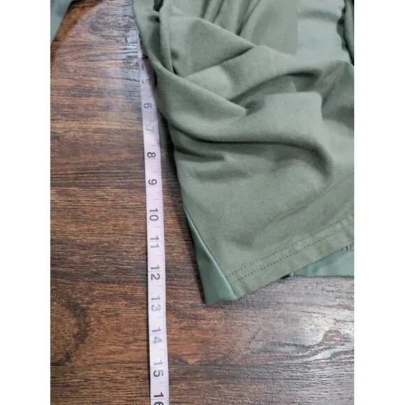 Blank NYC Faux Suede Leather Draped Moto Asymmetrical Jacket Green XS - Picture 14 of 15